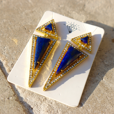 Gold Triangle Crystal Earrings "BADDIE"