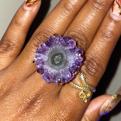 Gold Stalactite Amethyst Ring (Peace)