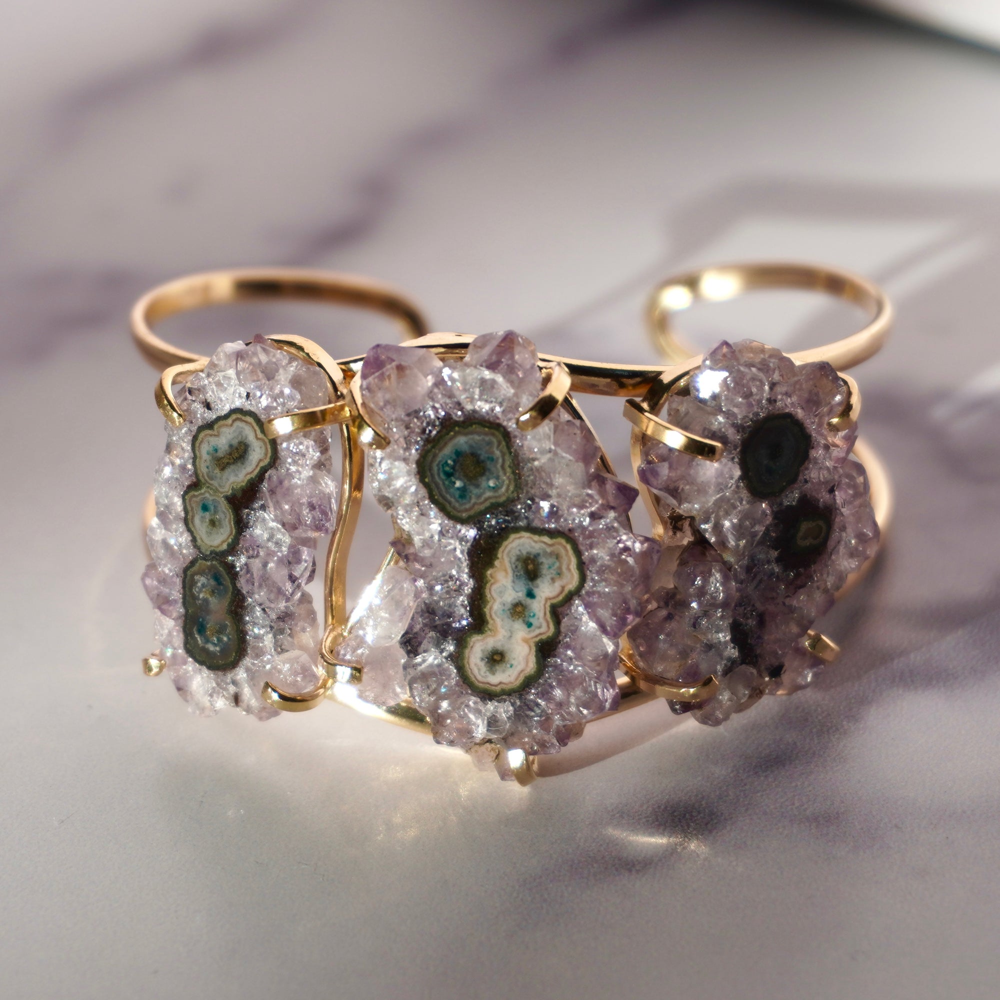 Stalactite Amethyst Triple Bracelet