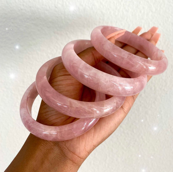 Rose quartz bangle bracelet discount