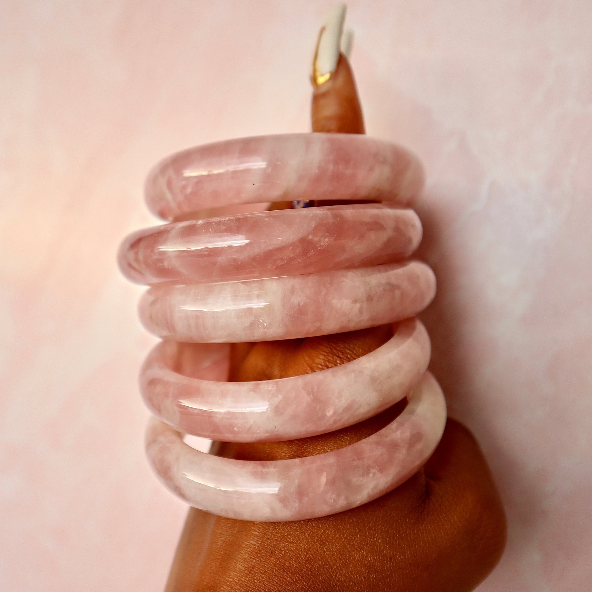 Rose Quartz Bangle Bracelet (Love)