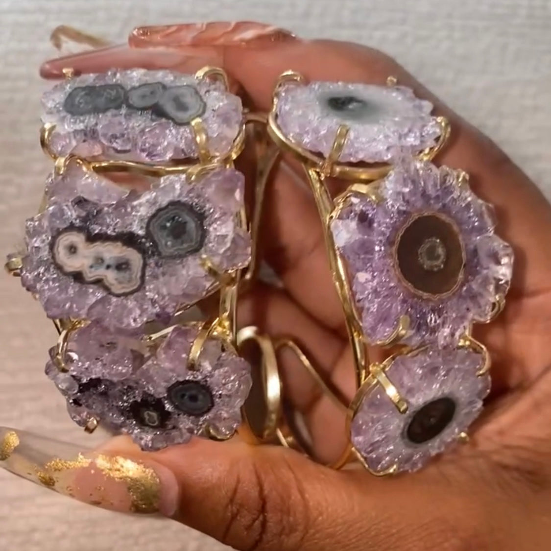 Stalactite Amethyst Triple Bracelet
